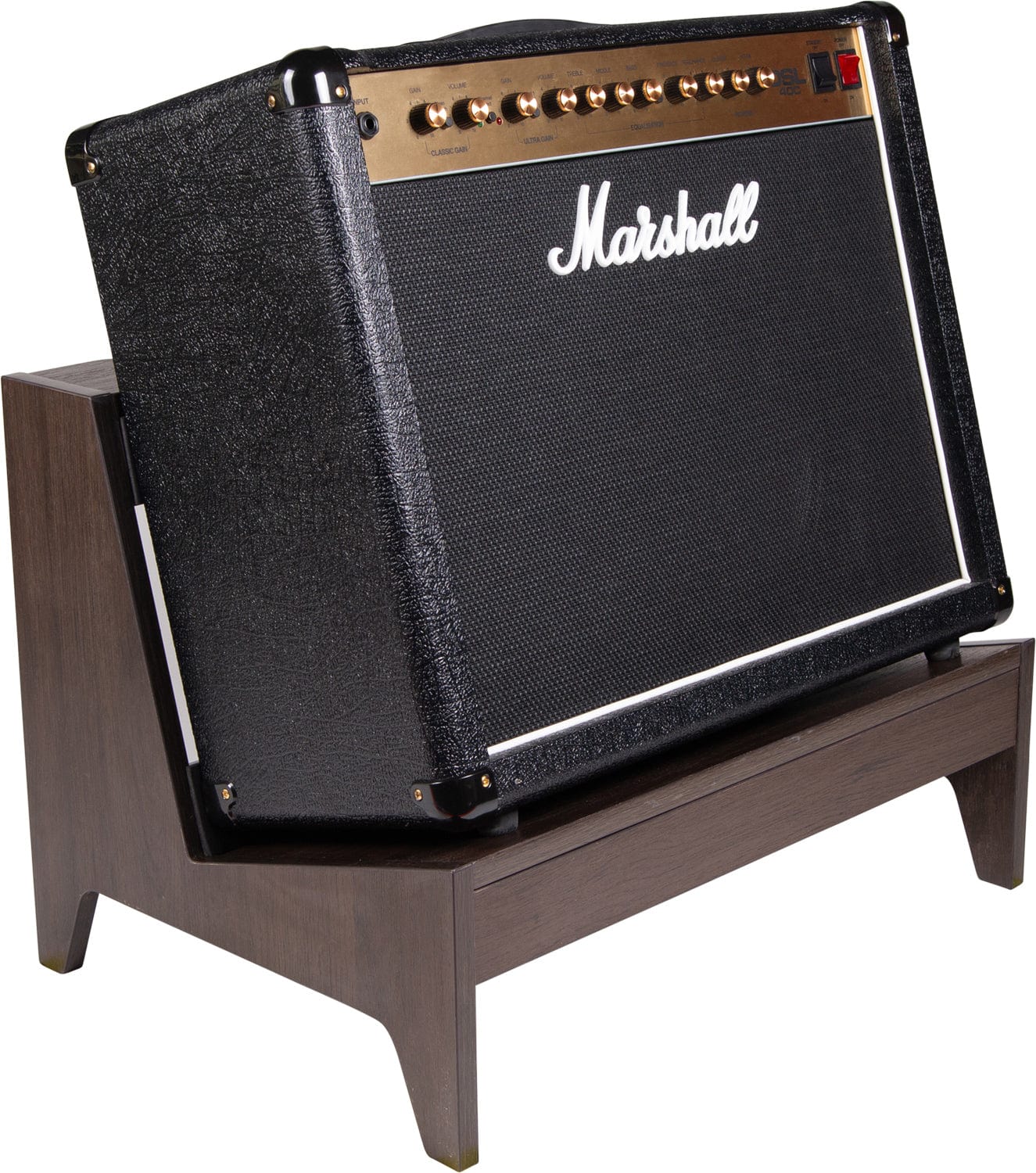 Gator Elite Large Guitar Amp Stand - Walnut, Ideal for Studio & Living Room