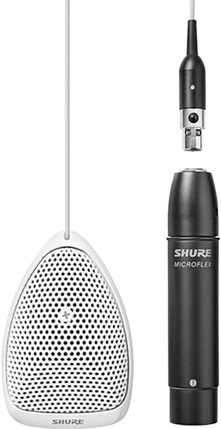 Shure MX391W-A/C Microflex White Cardioid Boundary Microphone with Detachable XLR Preamp - Superior Sound for Every Venue