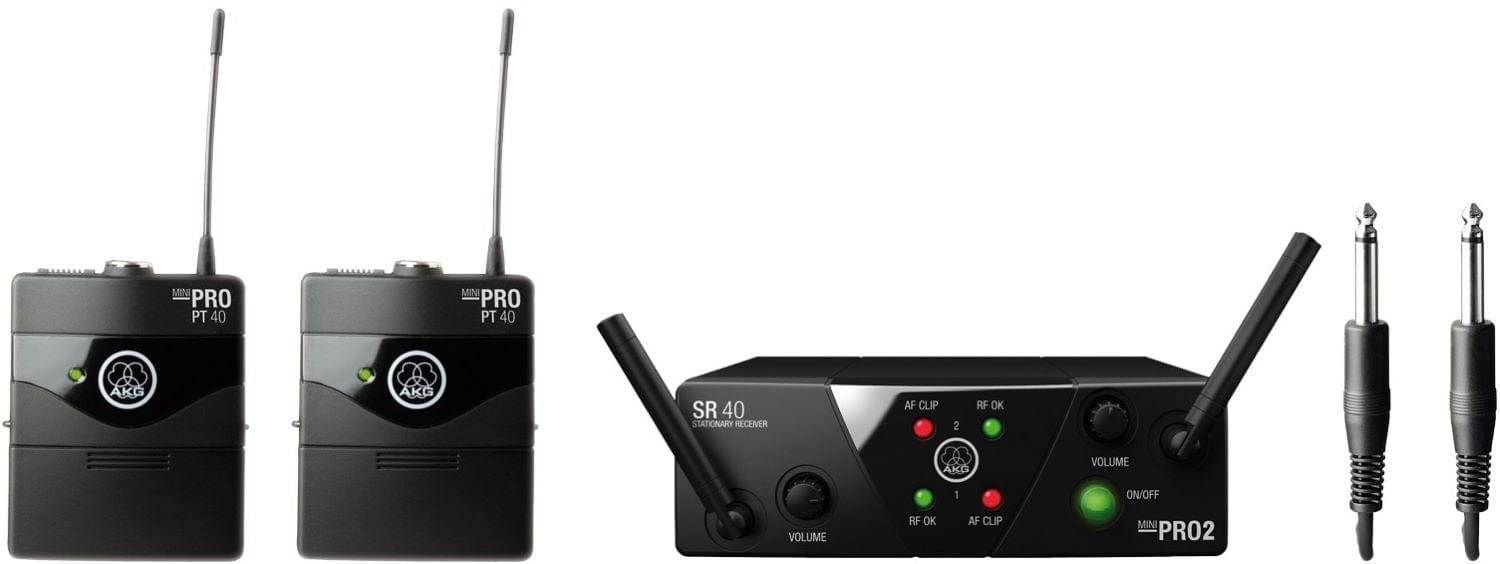 AKG WMS40 Mini Dual Instrumental Wireless Microphone System - Band US25-A-C - Crystal Clear Audio