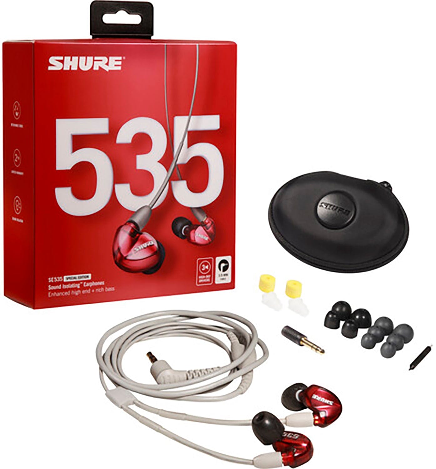 Shure SE535LTD Red In-Ear Monitor Earphones - Immerse in Stunning Sound