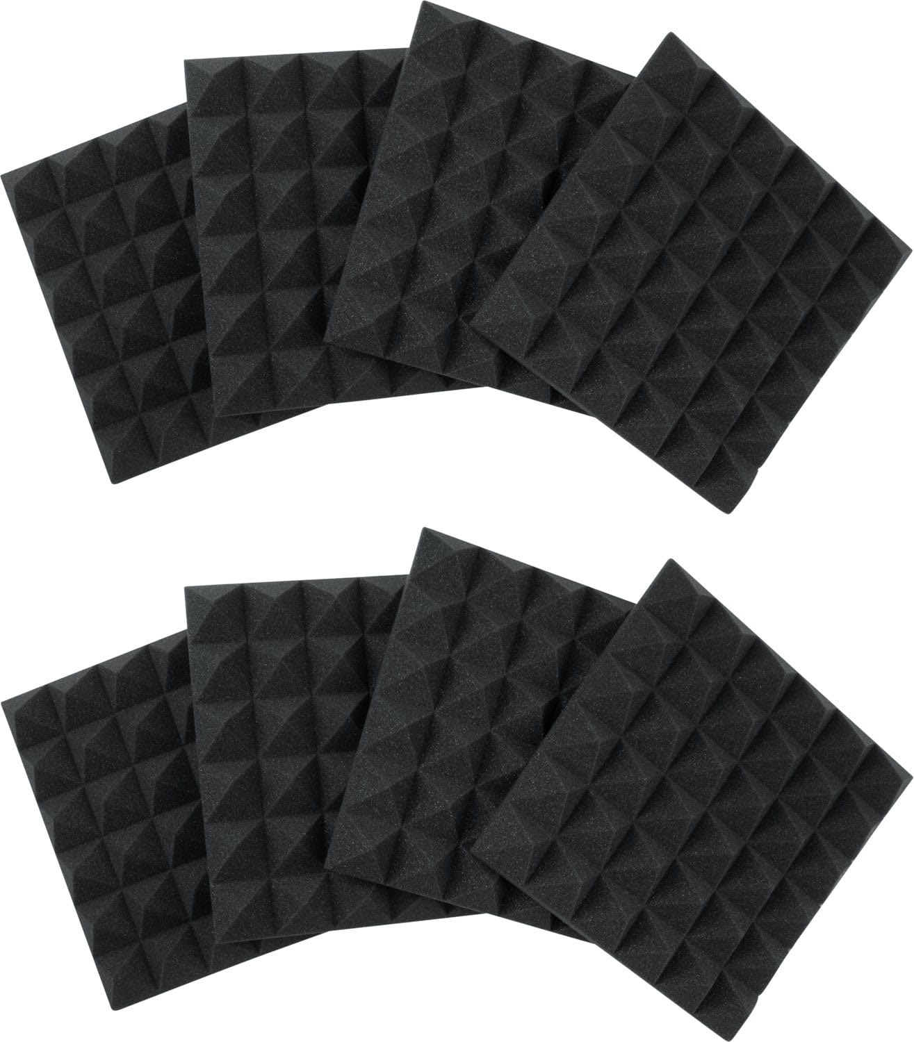 Gator 8-Pack 12x12x2-inch Pyramid Foam Charcoal - Acoustic Excellence for Your Space
