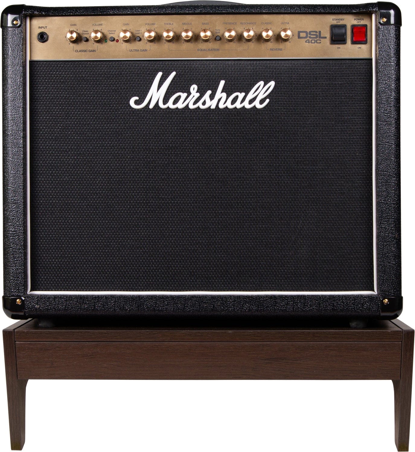 Gator Elite Large Guitar Amp Stand - Walnut, Ideal for Studio & Living Room