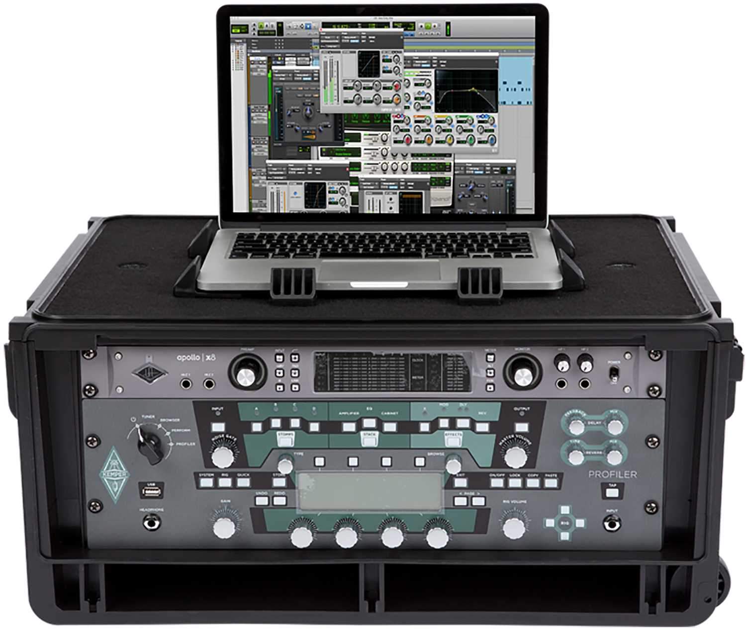 SKB 1SKB-iSF4U 4U Rack with Injection Molded Laptop Compartment - The Ultimate Travel Companion for Studio Equipment