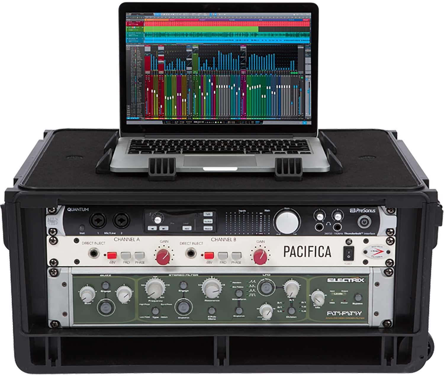 SKB 1SKB-iSF4U 4U Rack with Injection Molded Laptop Compartment - The Ultimate Travel Companion for Studio Equipment