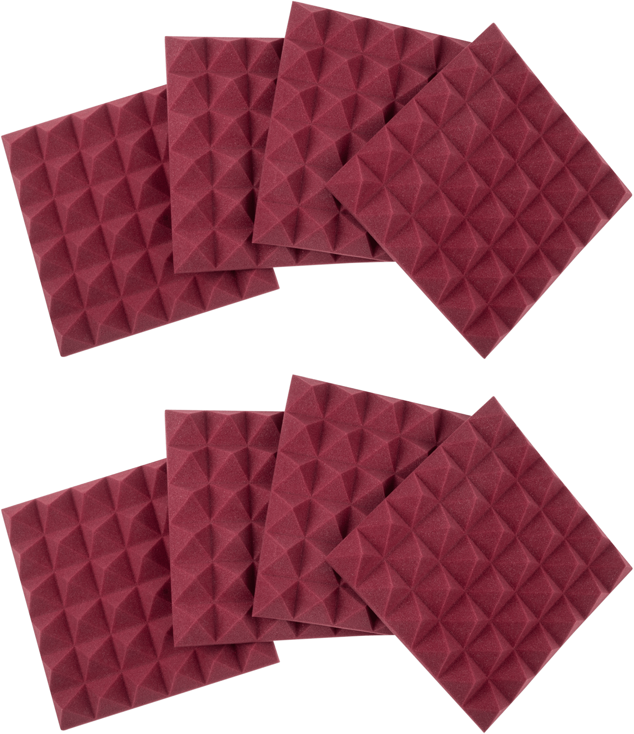 Gator 8-Pack 12x12x2-inch Pyramid Foam in Burgundy - Enhance Your Space