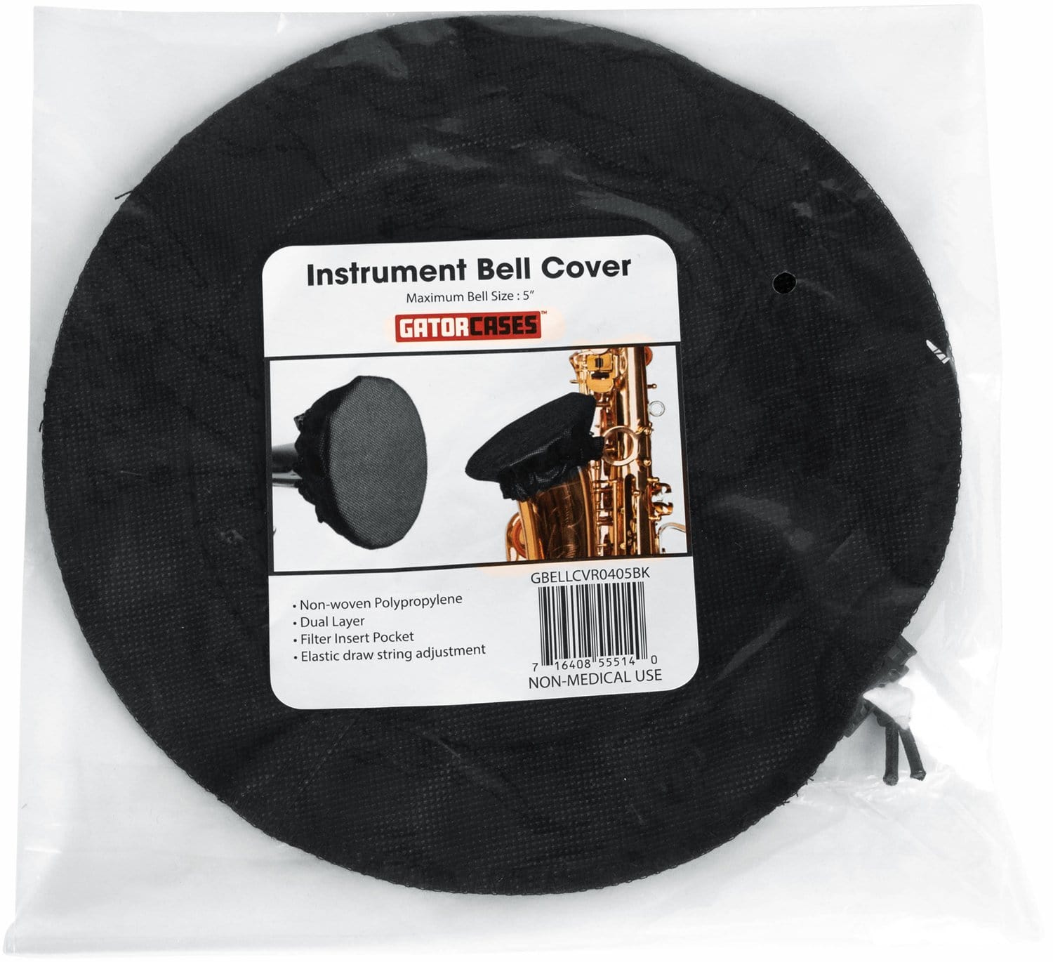 Gator 14 - 15 Inch Black Bell Cover for Wind Instruments - Keep Your Instrument Protected!