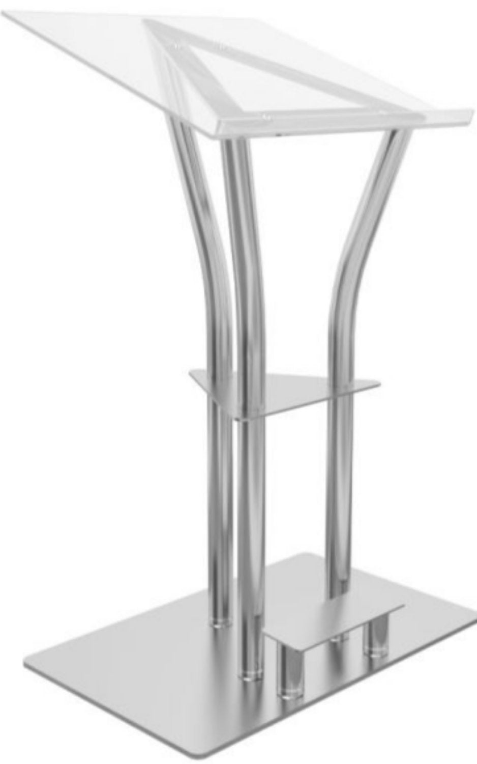 Global Truss DT-ERGO-LECTERN Aluminum Lectern with Acrylic Top, Foot Stand & Built-In Shelf - Ideal for Presentations
