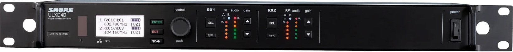 Shure ULXD4D-GV Dual-Channel Digital Wireless Receiver for Government & High-Level Executives
