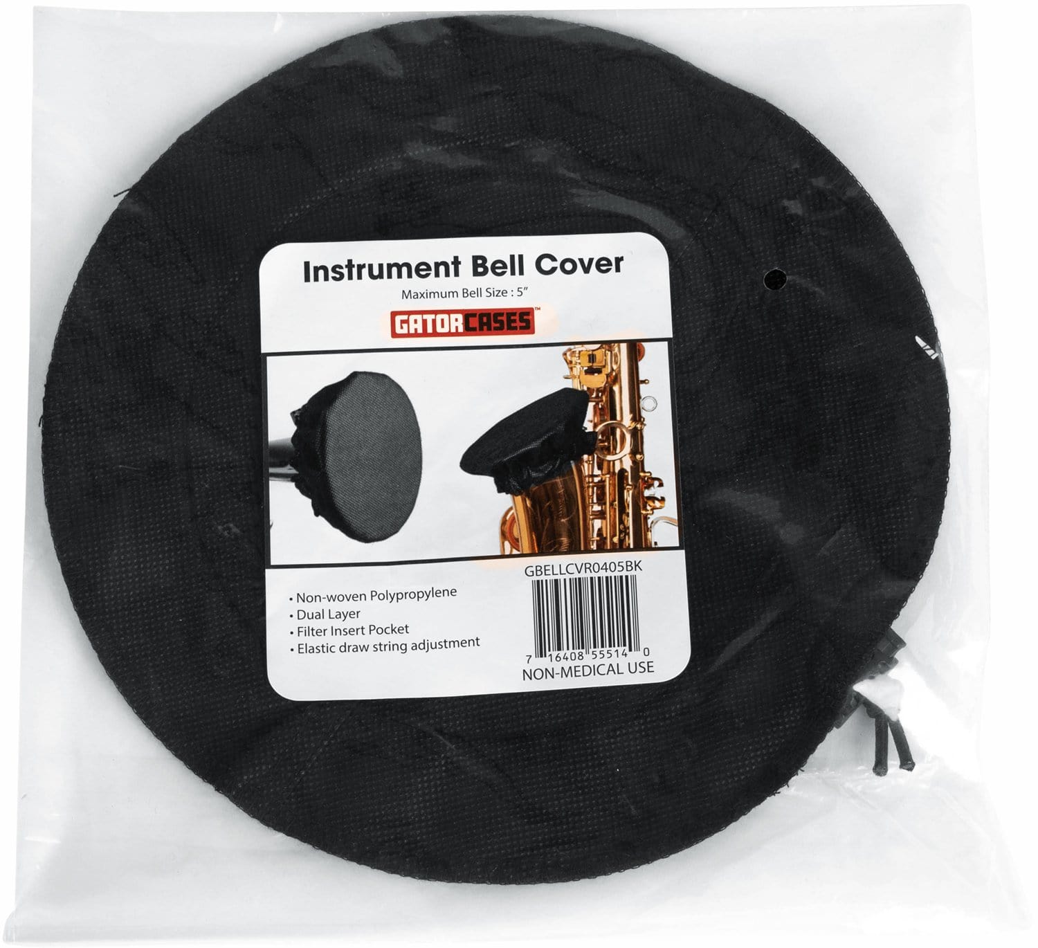 Gator 4 - 5 Inches Black Bell Cover for Wind Instruments