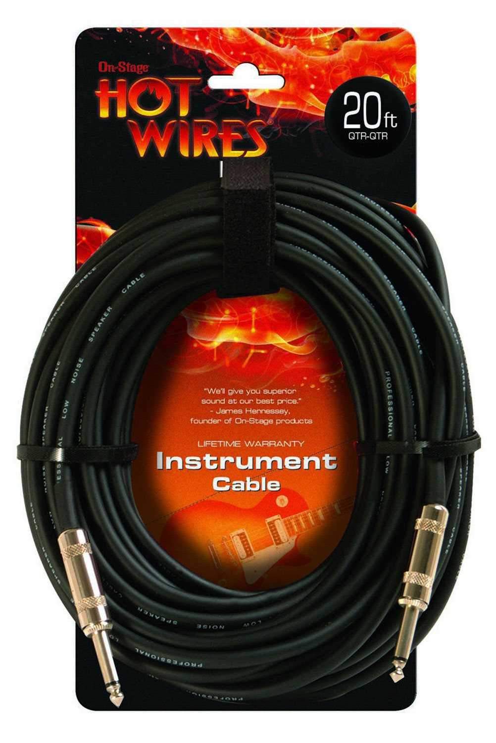 On-Stage Premium 20Ft Instrument Cable - Hot Wires IC-20