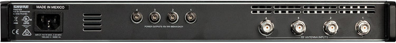 Shure PA421BX 4-Channel Antenna Combiner - Your Key to Seamless PSM Wireless Systems (865-960 Mhz)