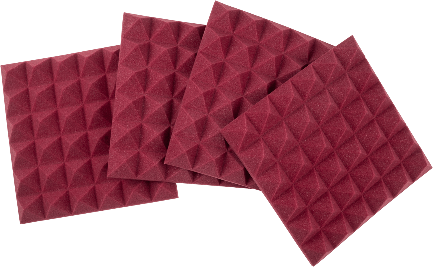 Gator 4-Pack 12x12x2-inch Burgundy Pyramid Foam for Superior Acoustics