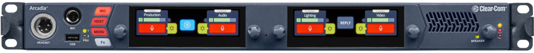 Clear-Com Arcadia Central Station: 112 Licensed Ports, 1RU, with HelixNet 4-Wire/2-Wire and Dante