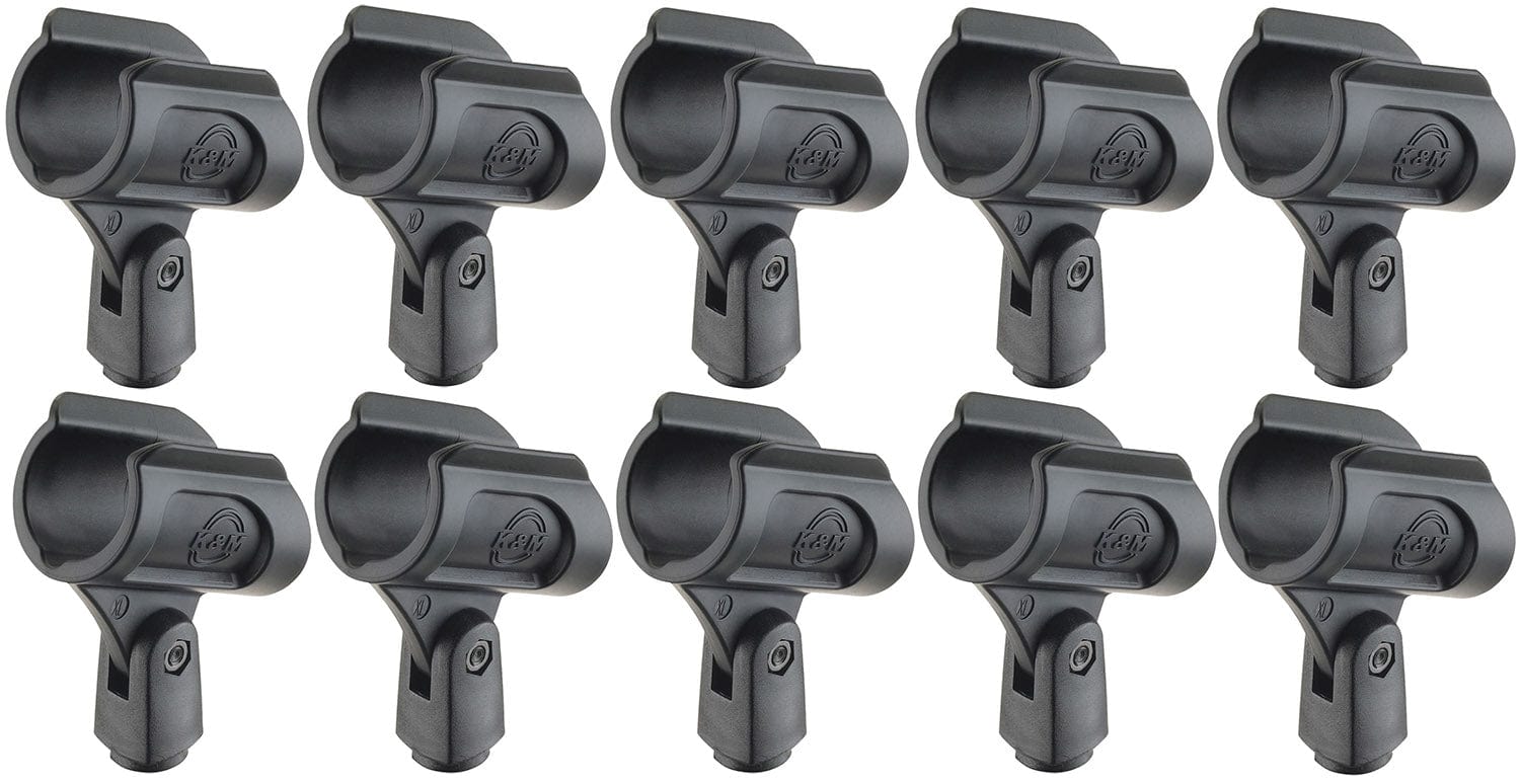 K&M 85070.510.55 10-Pack Black Microphone Clips - Secure & Easy Mounting