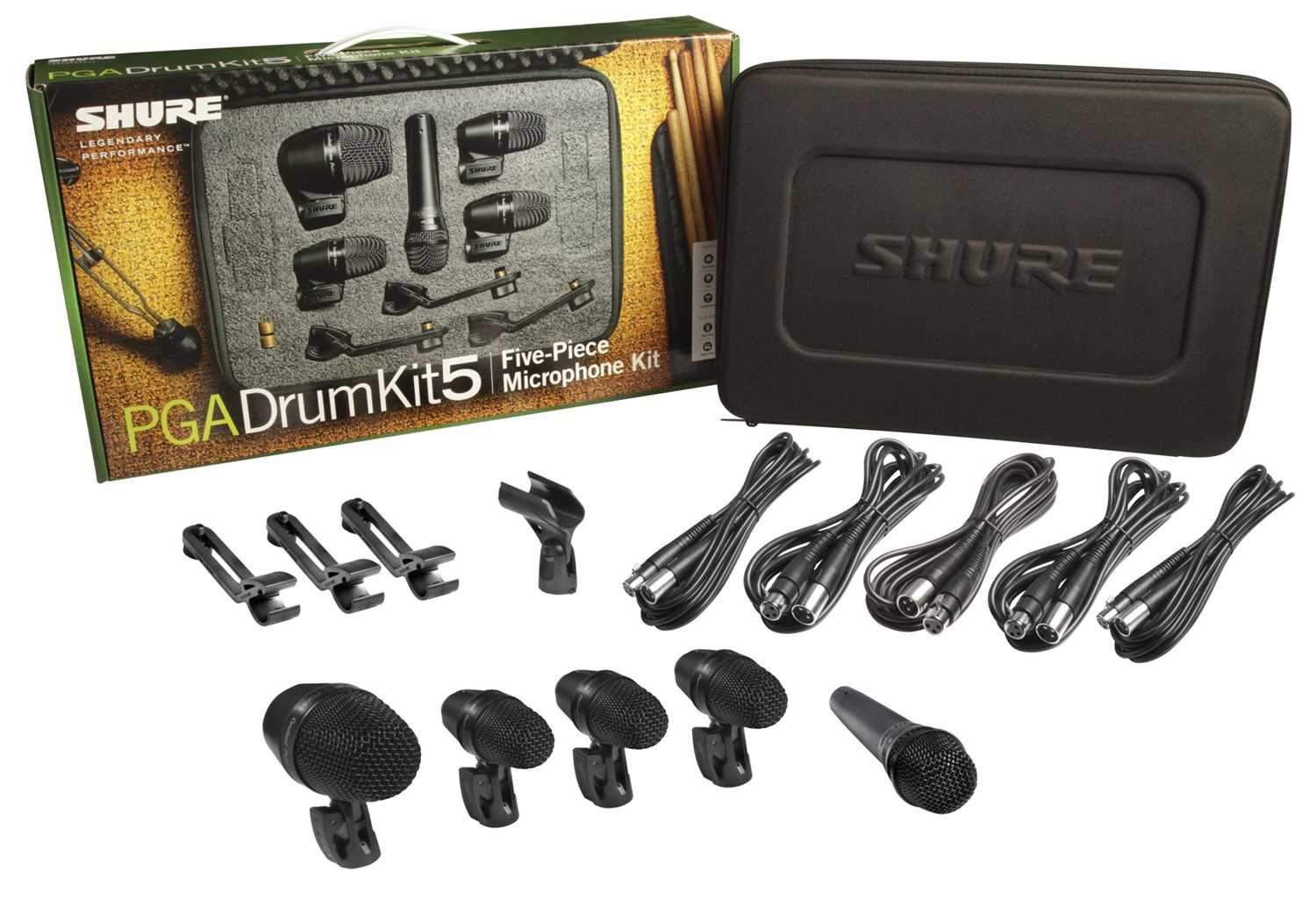 Shure PGADRUMKIT5 Pro 5-Piece Drum Microphone Kit - Elevate Your Drumming Sound