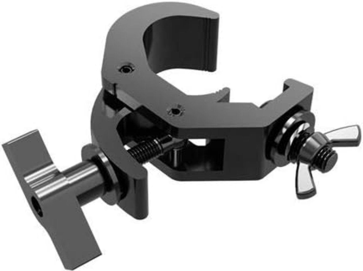 Global Truss JR-QUICK-RIG-CLAMP-BLK 35mm Tube Medium Duty Hook Style Truss Clamp - Black - Ideal for Easy Fixture Mounting