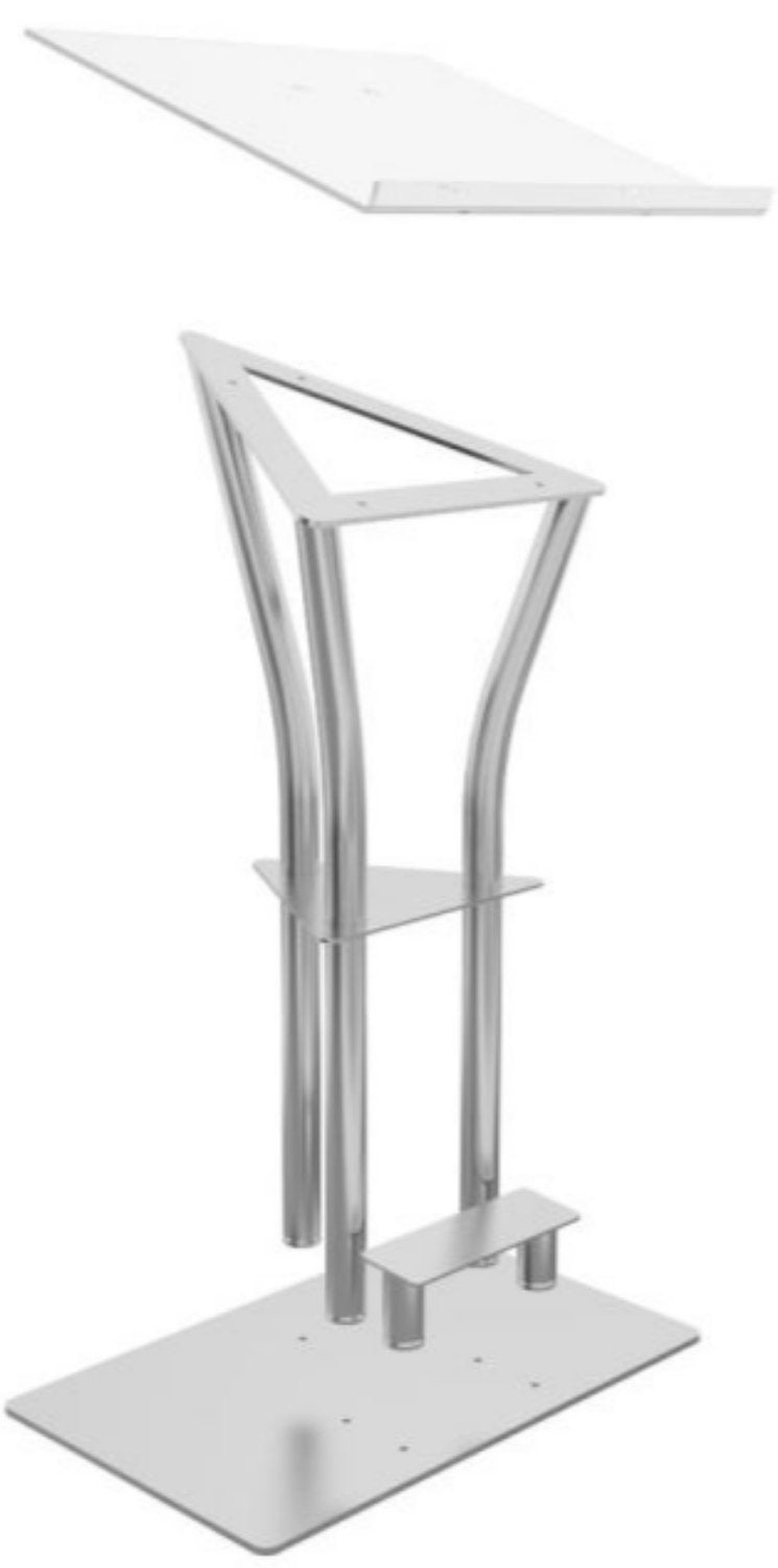 Global Truss DT-ERGO-LECTERN Aluminum Lectern with Acrylic Top, Foot Stand & Built-In Shelf - Ideal for Presentations