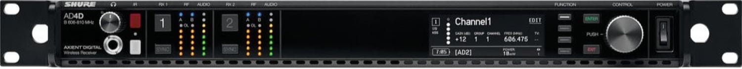 Shure Axient AD4D-DC Two-Channel Digital Wireless Receiver - A Band - Your Key to Flawless Audio