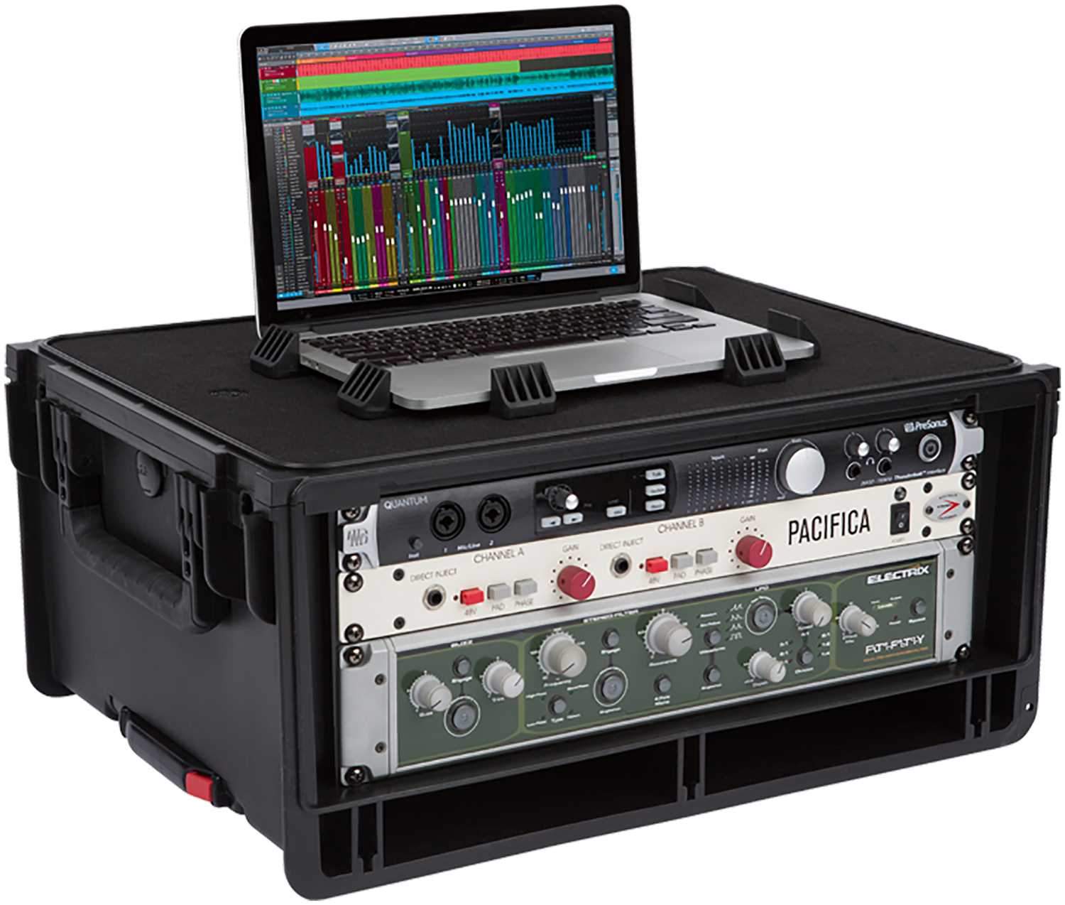 SKB 1SKB-iSF4U 4U Rack with Injection Molded Laptop Compartment - The Ultimate Travel Companion for Studio Equipment