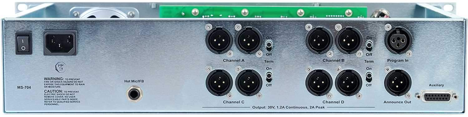 Clear-Com MS-704 Professional 4-Channel Intercom Main Station