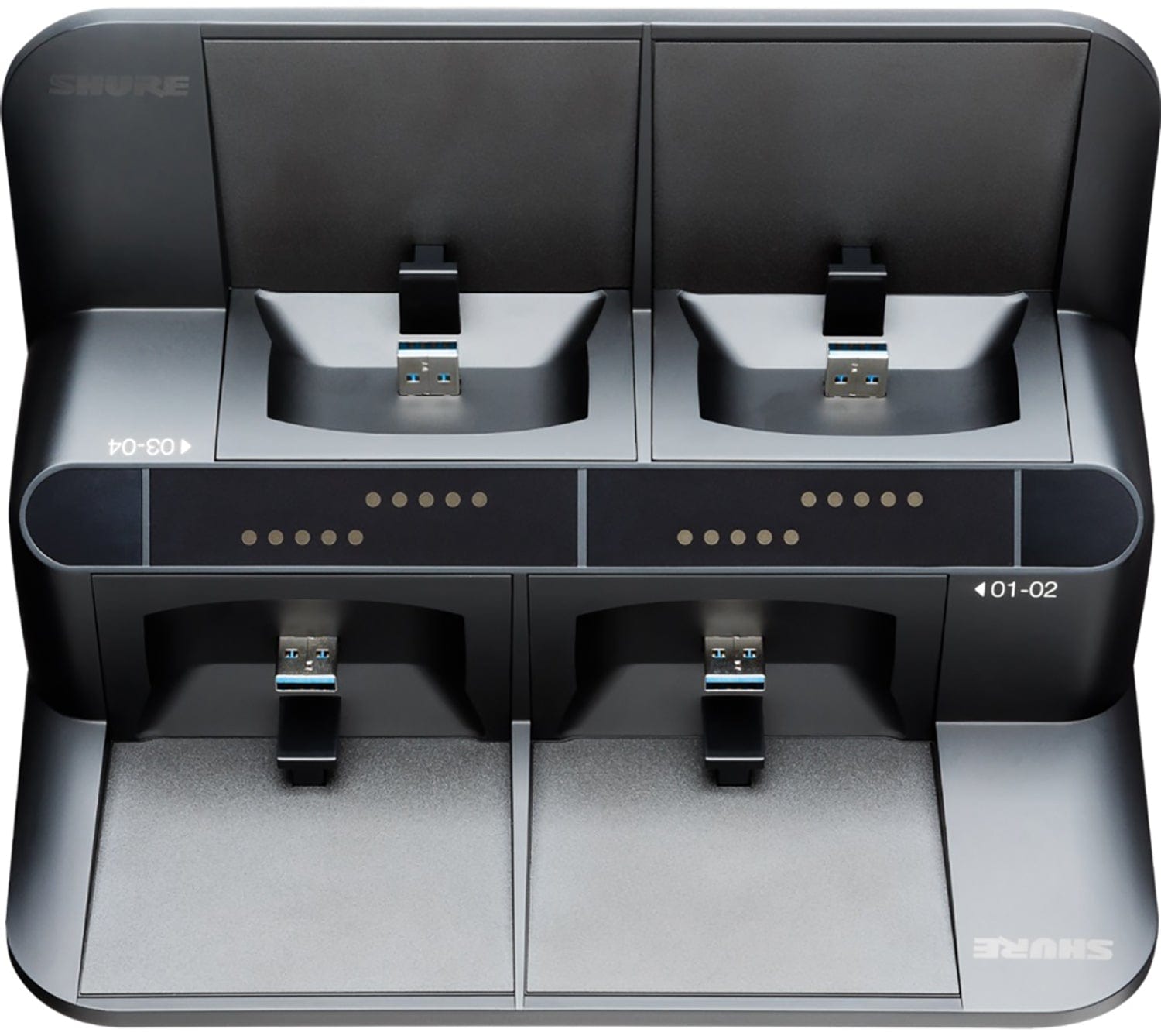 Shure SBC450 4-Bay Network Docking Charge Station - Ideal for ULXD6/ULXD8 Transmitters