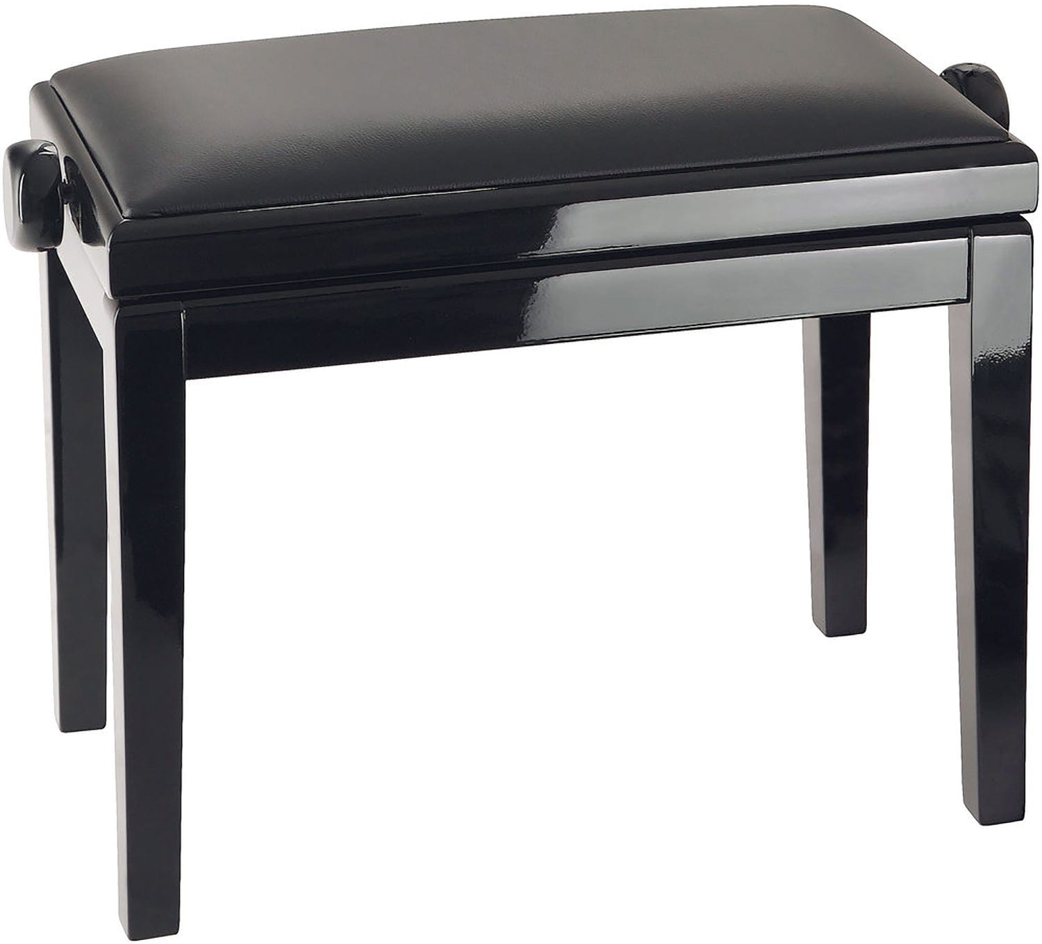 K&M 13990.200.21 Glossy Black Piano Bench with Black Leatherette Seat - The Ultimate Piano Companion